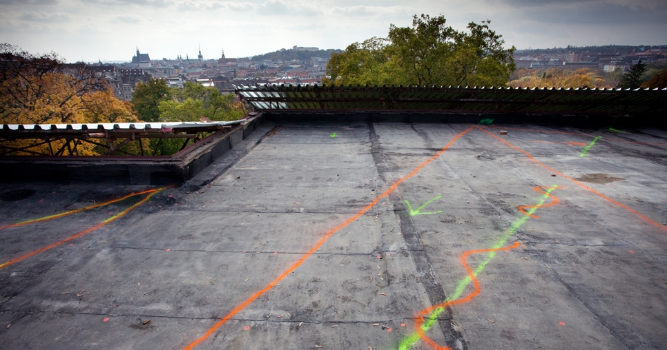 Roof; safety waterproofing layer on the authentic concrete screed, 2010, photograph: David Židlický