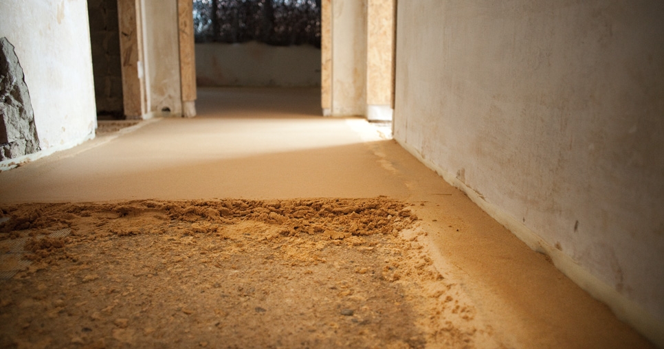 Corridor in the children’s section (3rd floor), progress of the xylolite screed laying, 2011, photograph: David Židlický
