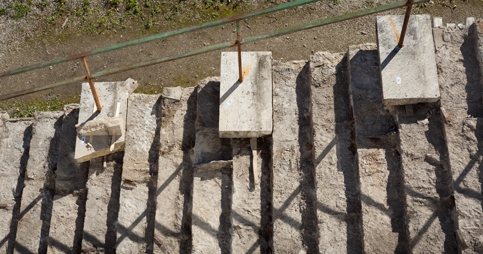 Garden terrace (2nd floor); detail of the staircase after dismantling the steps, 2010, photograph: David Židlický