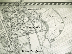 Situační plán města Brna s lužáneckým parkem, 1858, Archiv města Brna