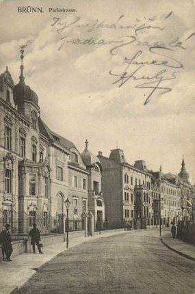 Ulice Sadová s Löw-Beerovou vilou, dobová pohlednice